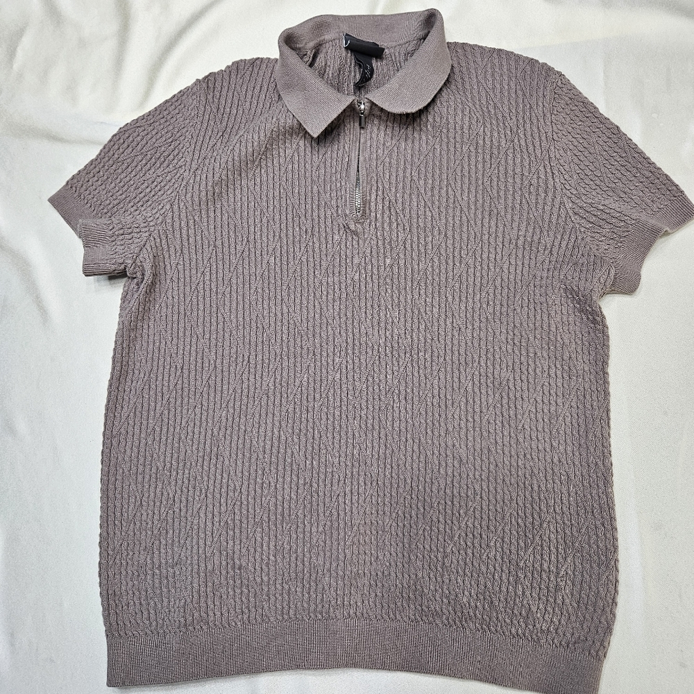 H&M Textured Polo Shirt - Taupe